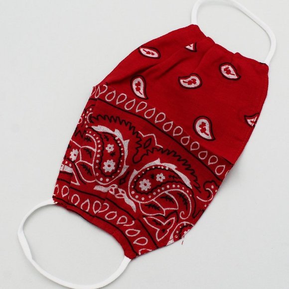 Red Paisley Print Bandana Face Mask - Picture 1 of 3
